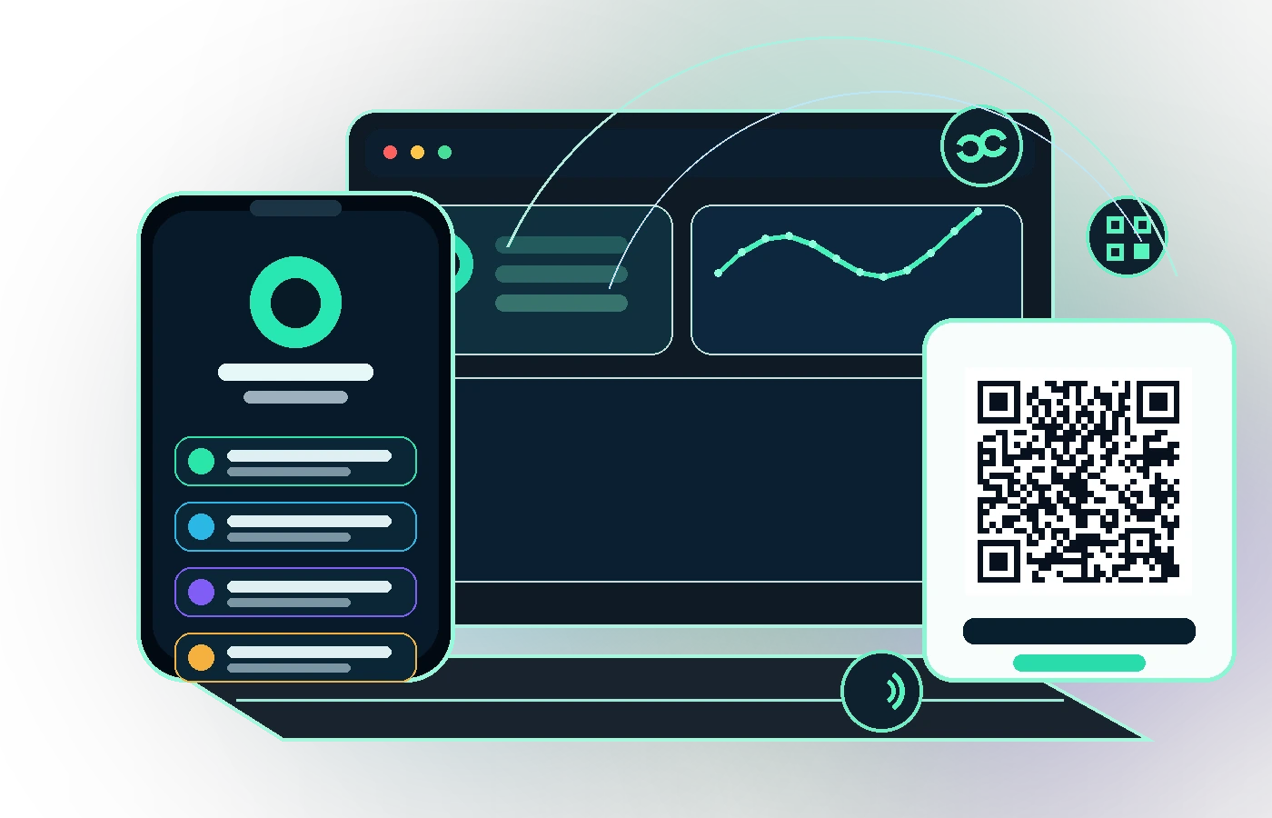 Bio Link profissional conectado a QR Code dinâmico